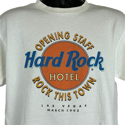 Hard Rock Cafe Hotel Las Vegas Vintage 90s T Shirt Large Casino Staff Mens White