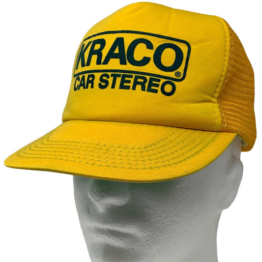 Kraco Car Stereo Snapback Trucker Hat Vintage 80s Mesh 5 Gorra de béisbol de cinco paneles