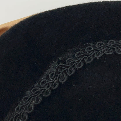 Vintage 50s 60s Merrimac Lady Ann Black Velour Pillbox Hat Womens Medium 58cm