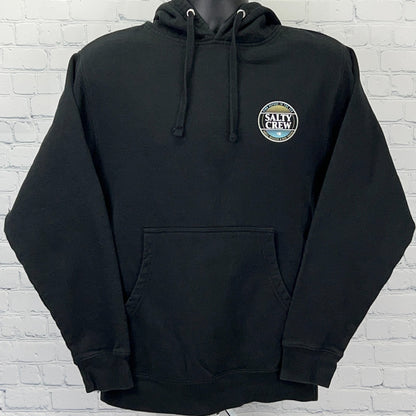 Salty Crew Hoodie S Small Black Pullover Sweatshirt Fishing Surf Graphic Logo