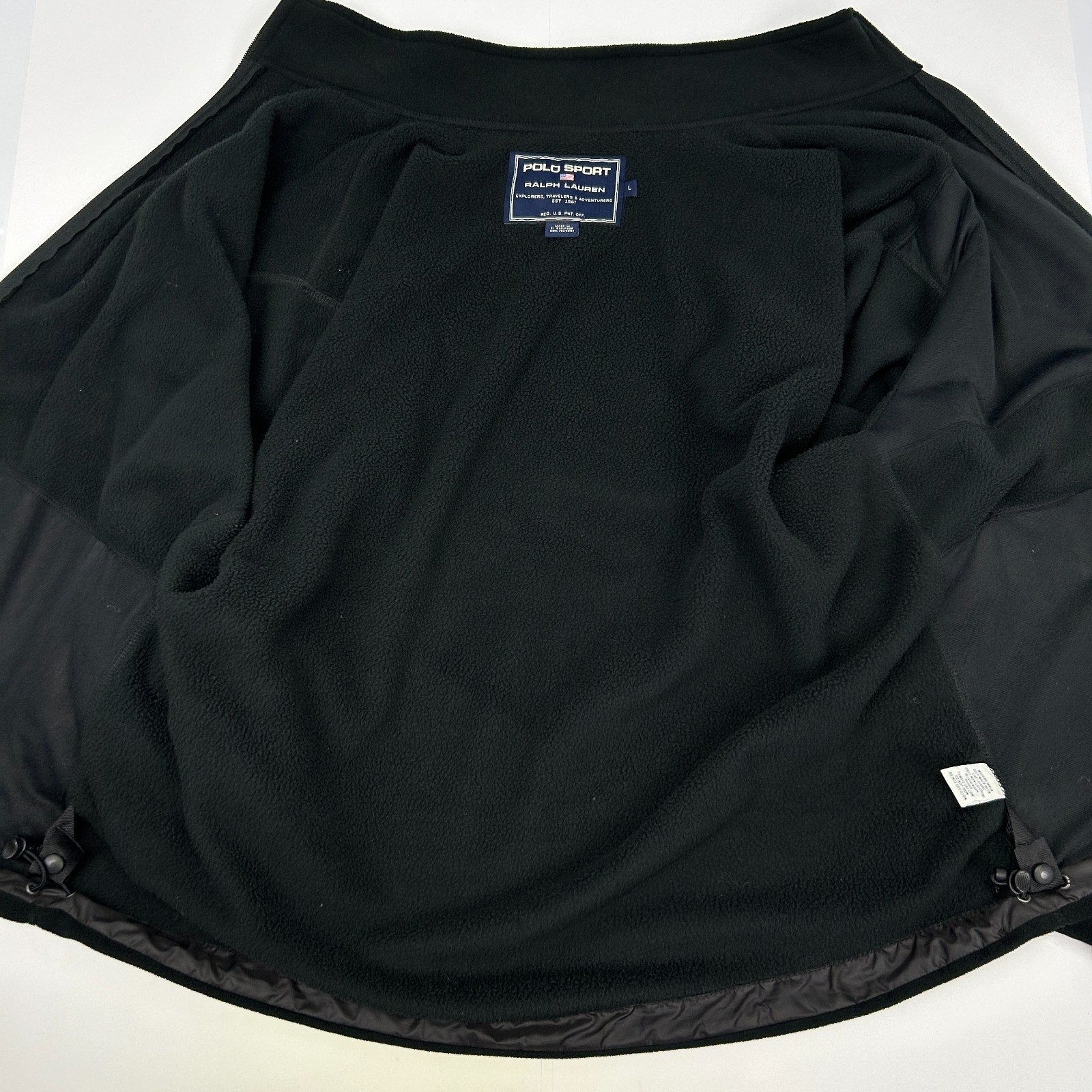 Ralph Lauren Polo Sport Fleece Jacket Polartec Full Zip Pockets Black L Large - Neon Vintage