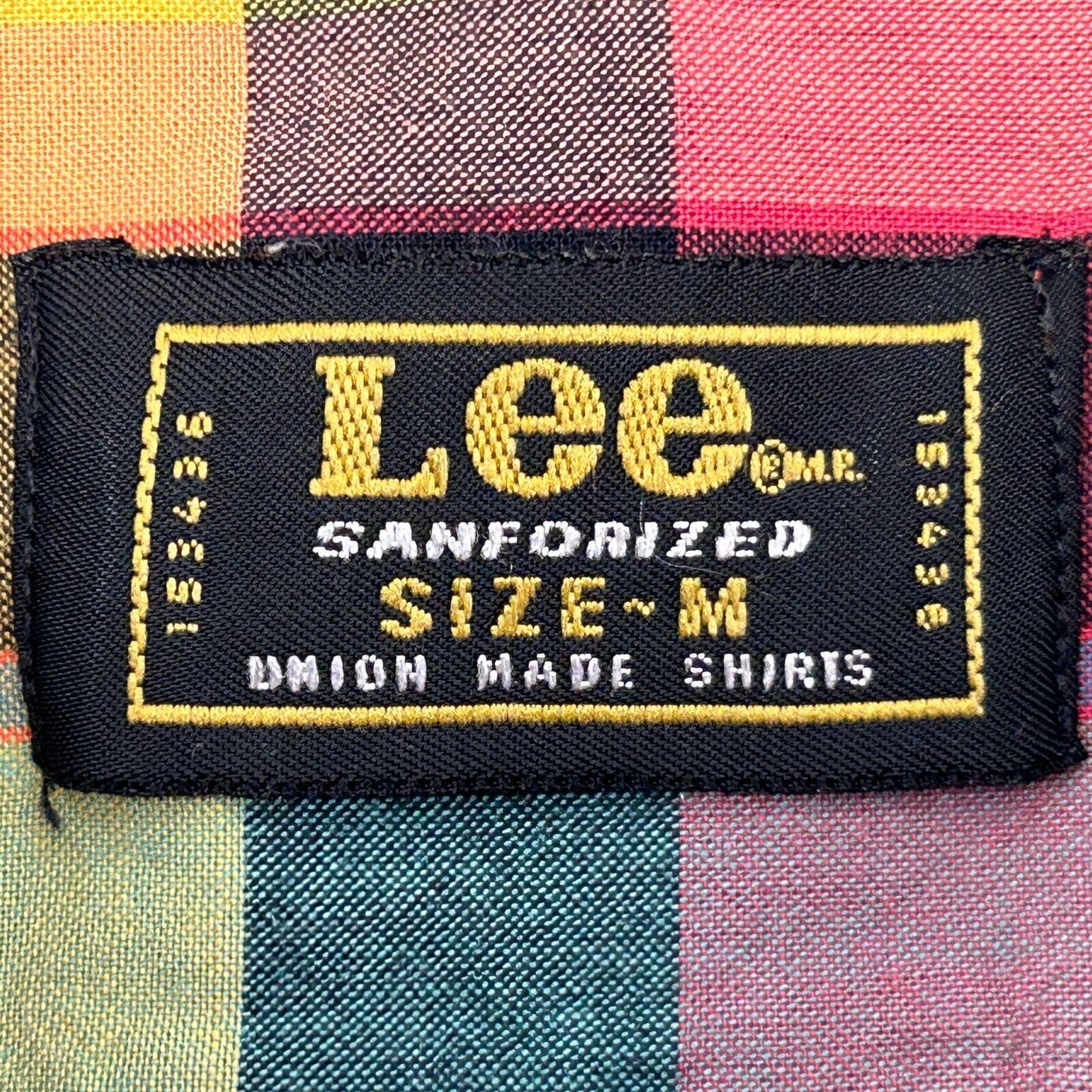 Lee Sanforized Vintage 80s Plaid Button Front Shirt Medium USA Mens Red Green