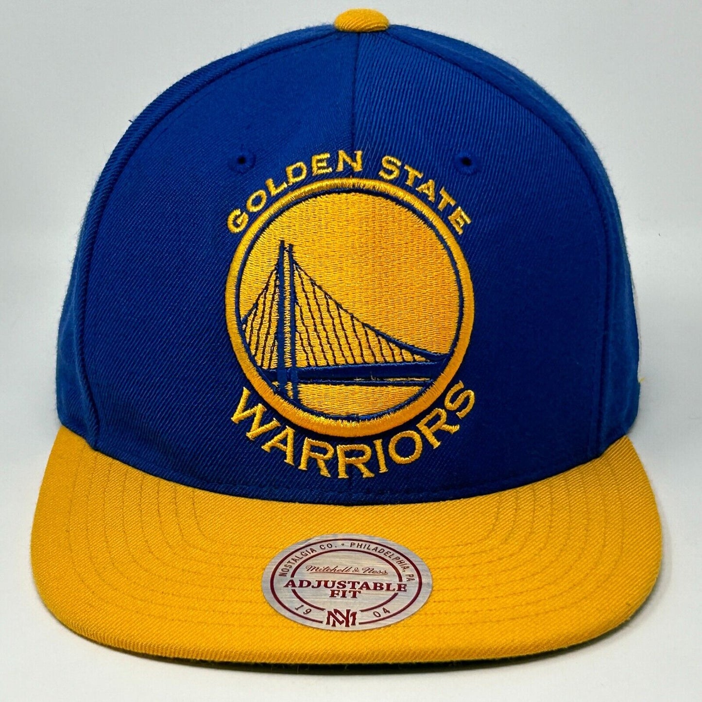 Golden State Warriors Hat Blue Yellow NBA Mitchell & Ness Snapback Baseball Cap