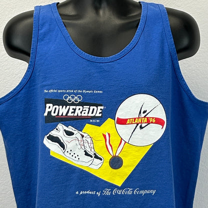 Vintage Powerade Atlanta Olympics Tank Top T Shirt Mens XL X-Large Blue 90s USA