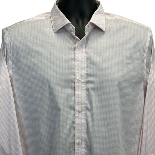 Camisa de vestir con botones al frente de Psycho Bunny, talla grande 16 1/2 32-33, a cuadros, para hombre, color rosa