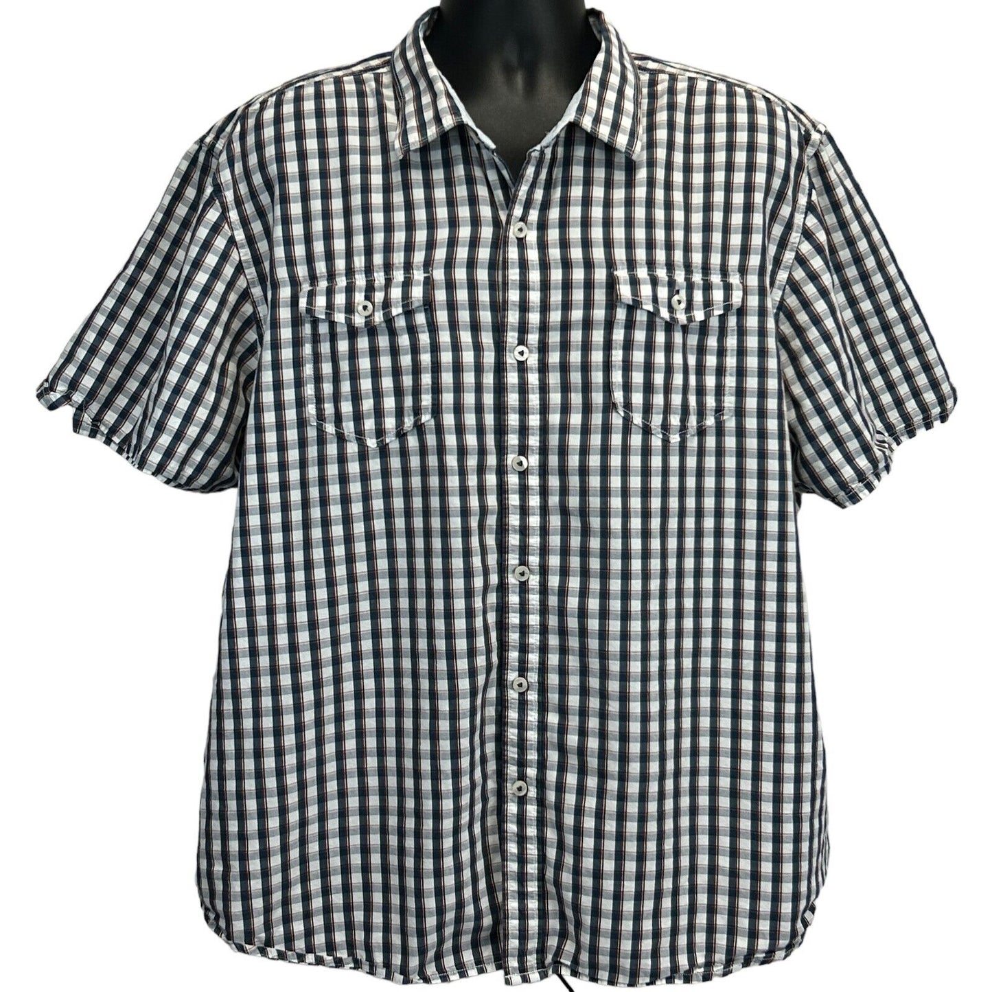 Tommy Bahama Jeans Button Front Shirt Plaid Checkered Cotton Short Sleeve 2XL