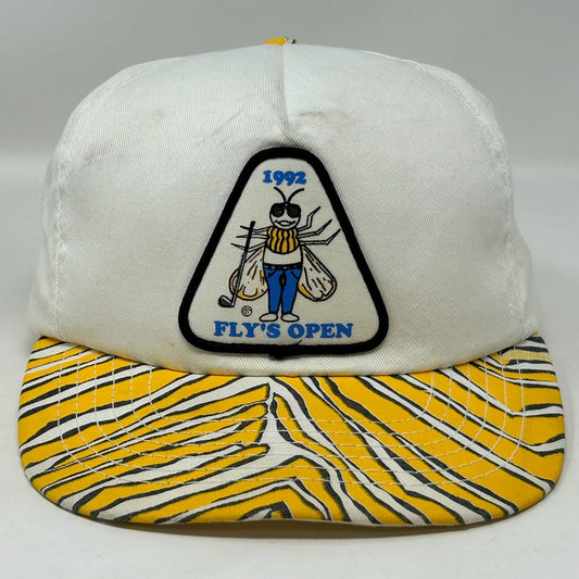 Vintage Flys Open Golf Tournament Hat Baseball Cap Golfing Golfer Snapback White