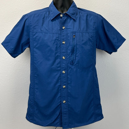 ExOfficio Button Front Shirt Hiking Hiker Fisherman Fishing Vented Blue S Small