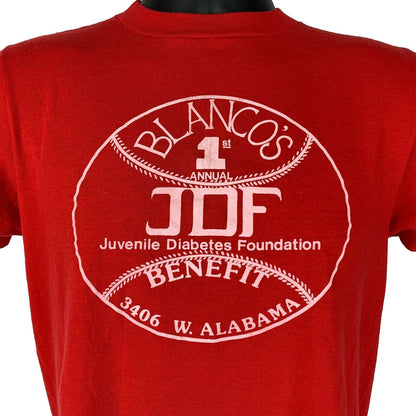 Blancos JDF Benefit Baseball Vintage 80s T Shirt Small Softball Houston Texas
