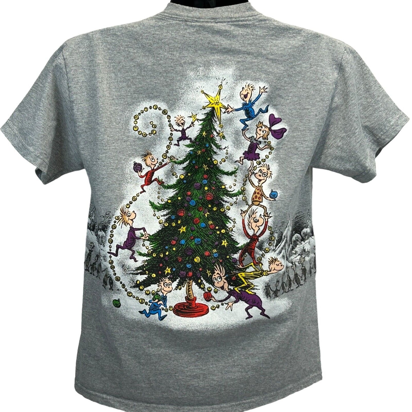 Dr Seuss How the Grinch Stole Christmas Vintage Y2Ks T Shirt Medium Mens Gray