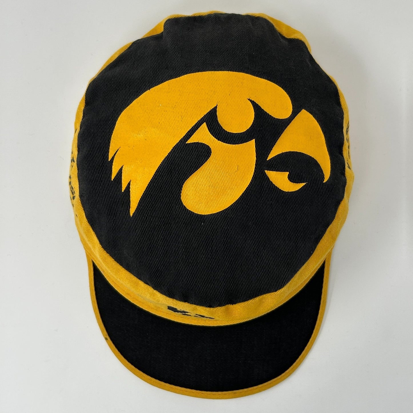 Vintage 80s University of Iowa Hawkeyes Painters Hat Baseball Cap Yellow 7 1/2 - Neon Vintage