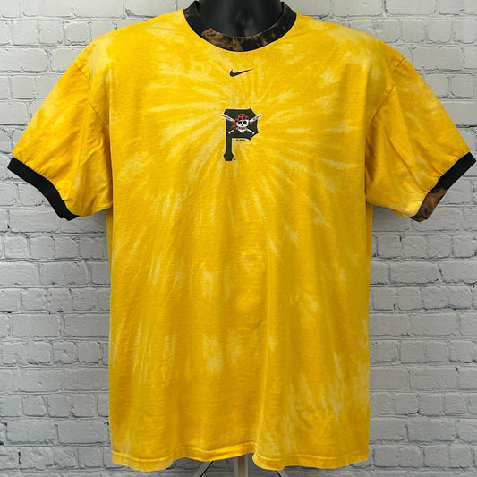 Vintage Y2Ks Pittsburgh Pirates Ringer T Shirt Nike MLB Tie Dye Yellow L Large