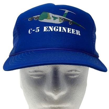 Lockheed C-5 Galaxy Engineer Snapback Trucker Hat Vintage 80s Mesh Baseball Cap