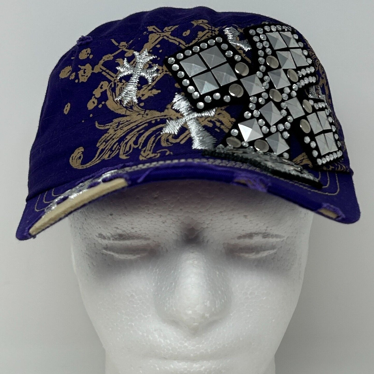 Rhinestone Cross Military Cadet Hat Baseball Cap Leader LOGA Kepi Army Purple