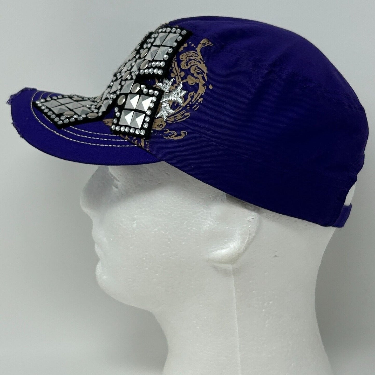 Rhinestone Cross Military Cadet Hat Baseball Cap Leader LOGA Kepi Army Purple