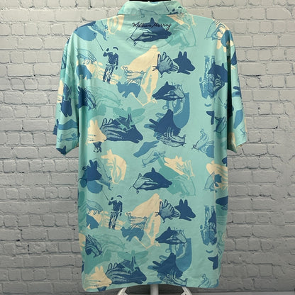 William Murray Happy Hands Polo Shirt Golf Golfing Golfer Bill Blue XXL 2XL