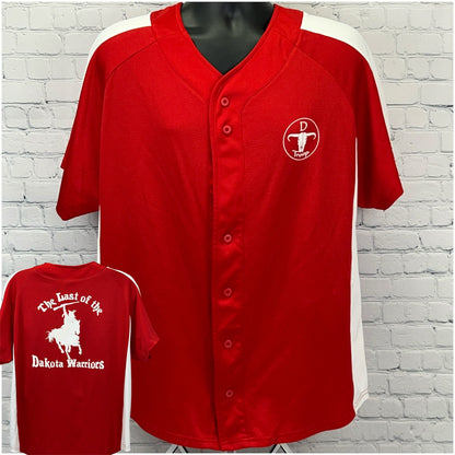 Champion Red Dakota Warriors Cavalry Vintage Jersey with unique logo and contrasting white stripe