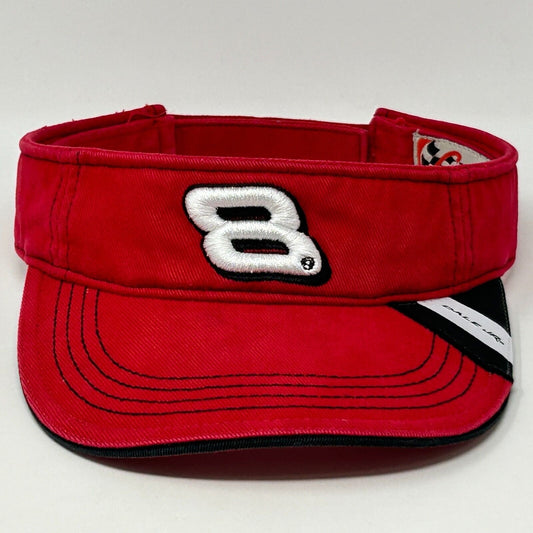 Chase red visor hat featuring Dale Earnhardt Jr NASCAR logo on the front, adjustable for comfort