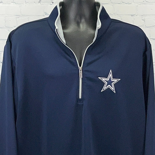 Navy Antigua Dallas Cowboys Quarter-Zip Pullover with Team Logo on Chest