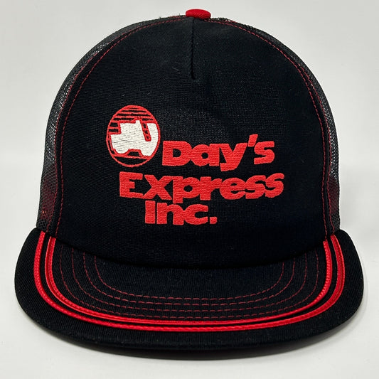 Black Vintage Hat with red logo of Day's Express Inc. and mesh back for airflow