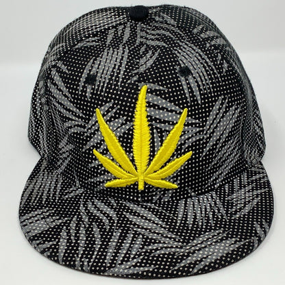 Marijuana Cannabis Pot Leaf Snapback Hat Reefer Weed Black 6 Panel Baseball Cap