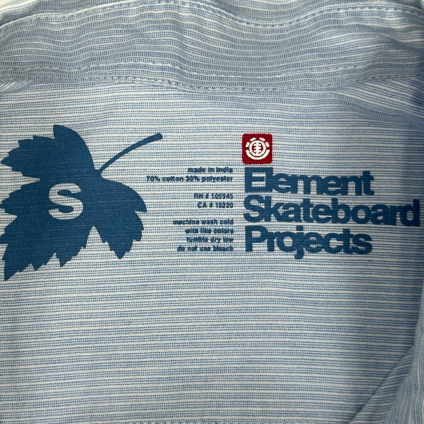 Element Skateboard Projects Button Front Shirt Small Skating Skater Mens Blue