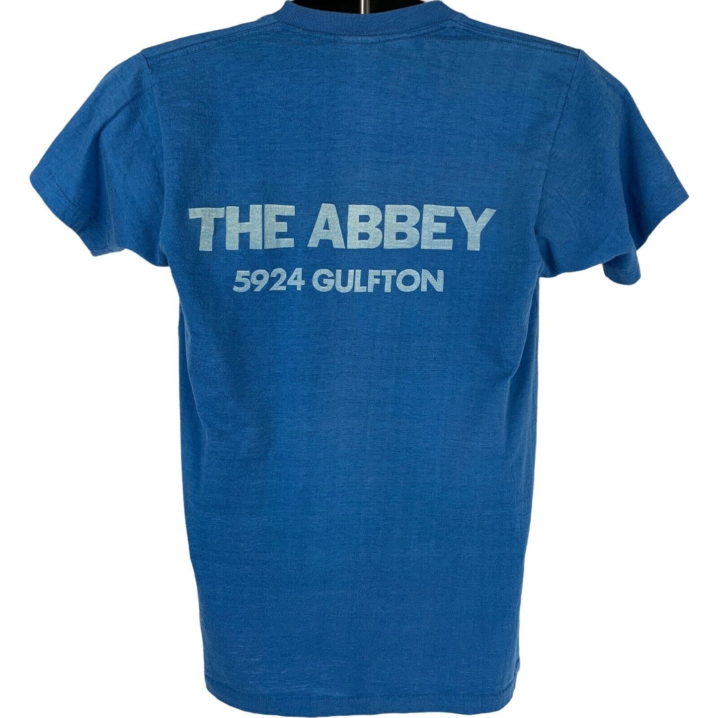 The Abbey Suds Sandwiches Houston Vintage 80s T Shirt Medium Texas USA Mens Blue