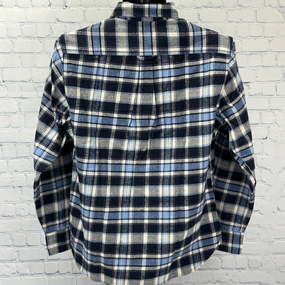 JACHS Brawny Flannel Button Front Shirt Western Cowboy SS Blue Plaid M Medium