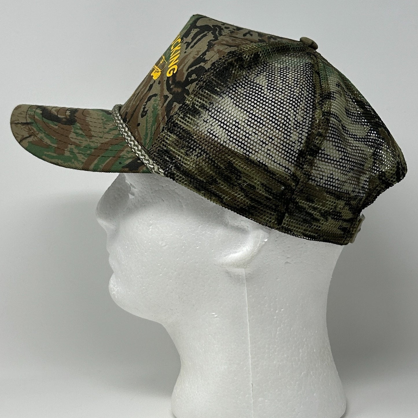 Vintage 90s Pickard Trucking Trucker Hat Baseball Cap Camo Mesh Snapback Green