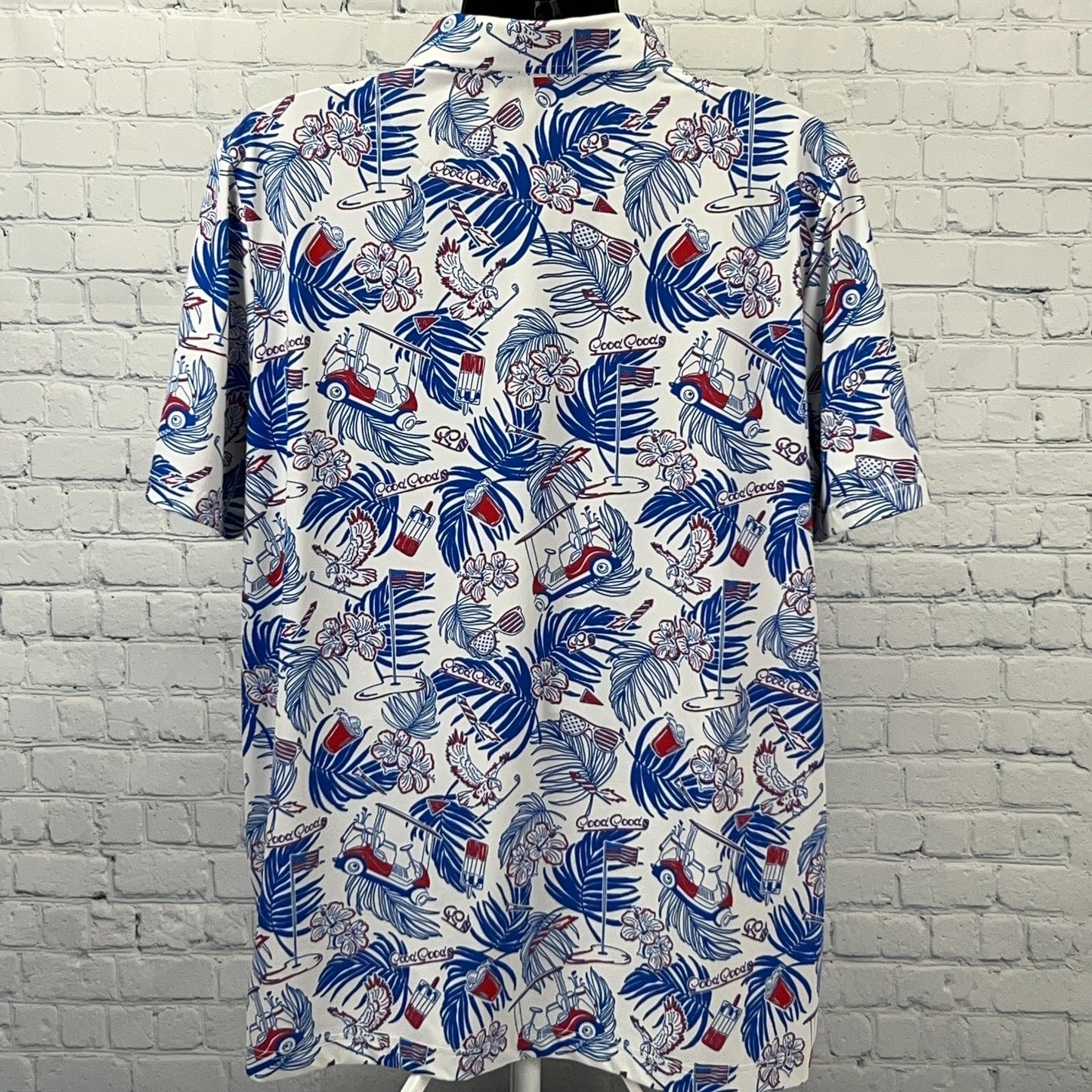 Good Good Patriotic Golf Polo Shirt America USA July 4th White 2XL XXL 2XLarge