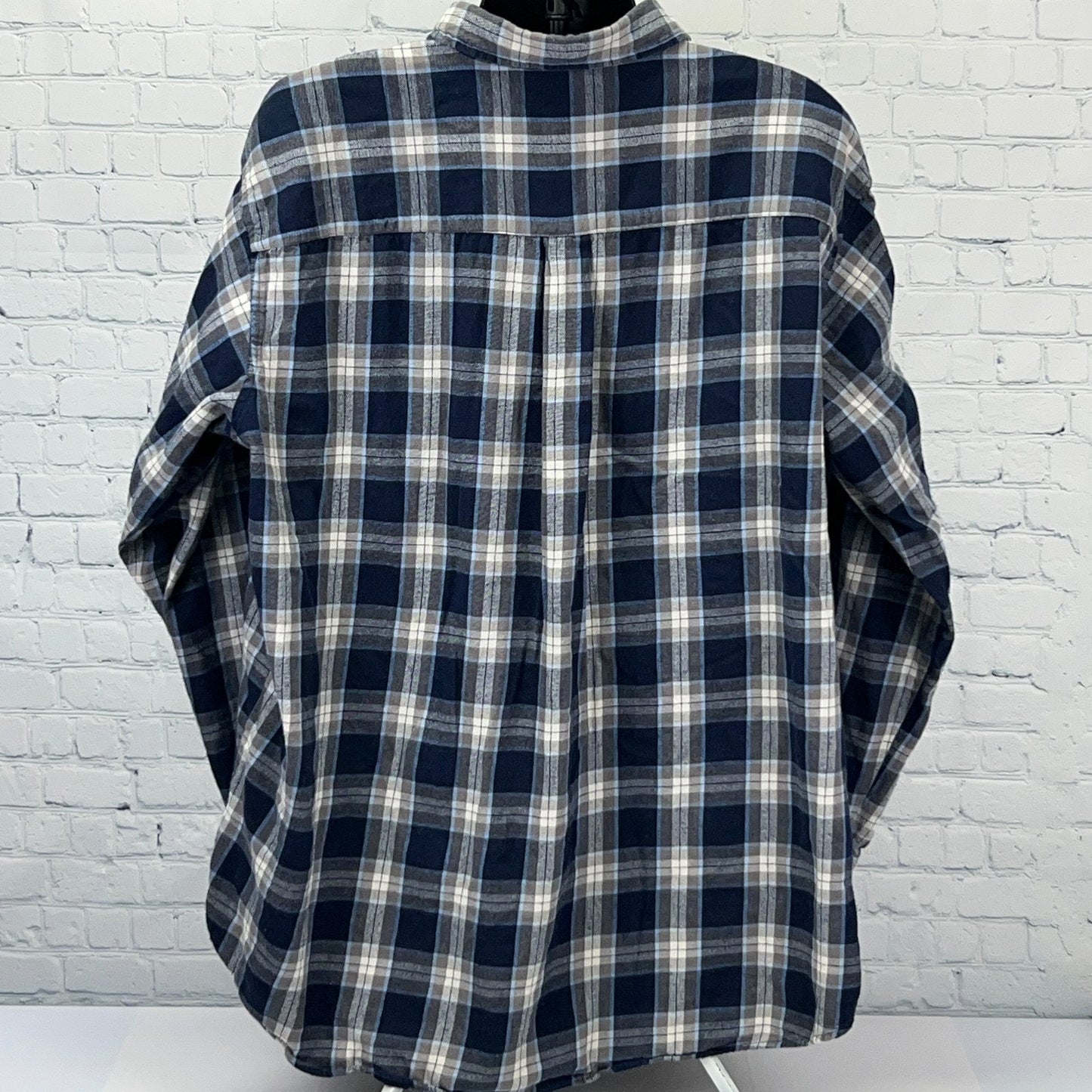 Foundry Flannel Button Front Shirt 3XLT XXXL Tall Blue Plaid Western Cowboy