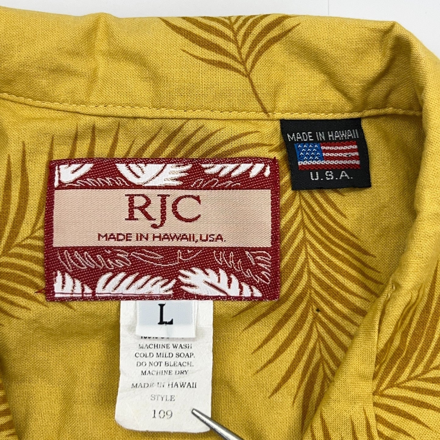 Vintage 90s Martini Cosmo Cocktails Hawaiian Button Front Shirt Yellow L Large