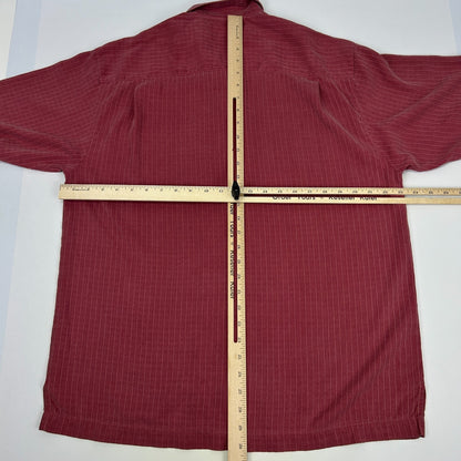 Tommy Bahama Hawaiian Camp Shirt Check Grid Button Front Pocket Silk Red L Large - Neon Vintage