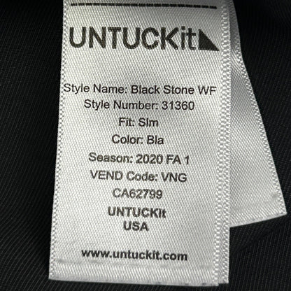 UNTUCKit Black Stone WF Slim Fit Button Front Shirt Solid Long Sleeve L Large