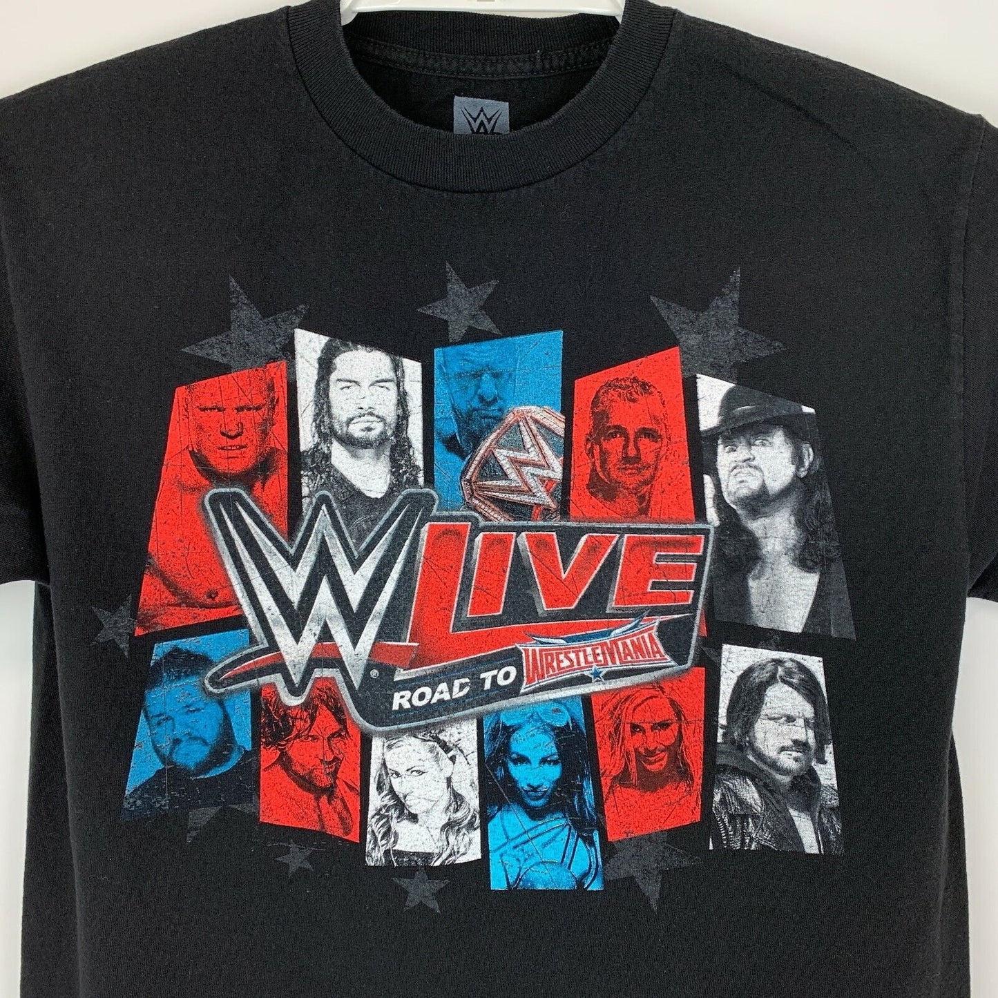 Camiseta WWE Live Road To Wrestlemania para hombre, talla mediana, 2016, color negro