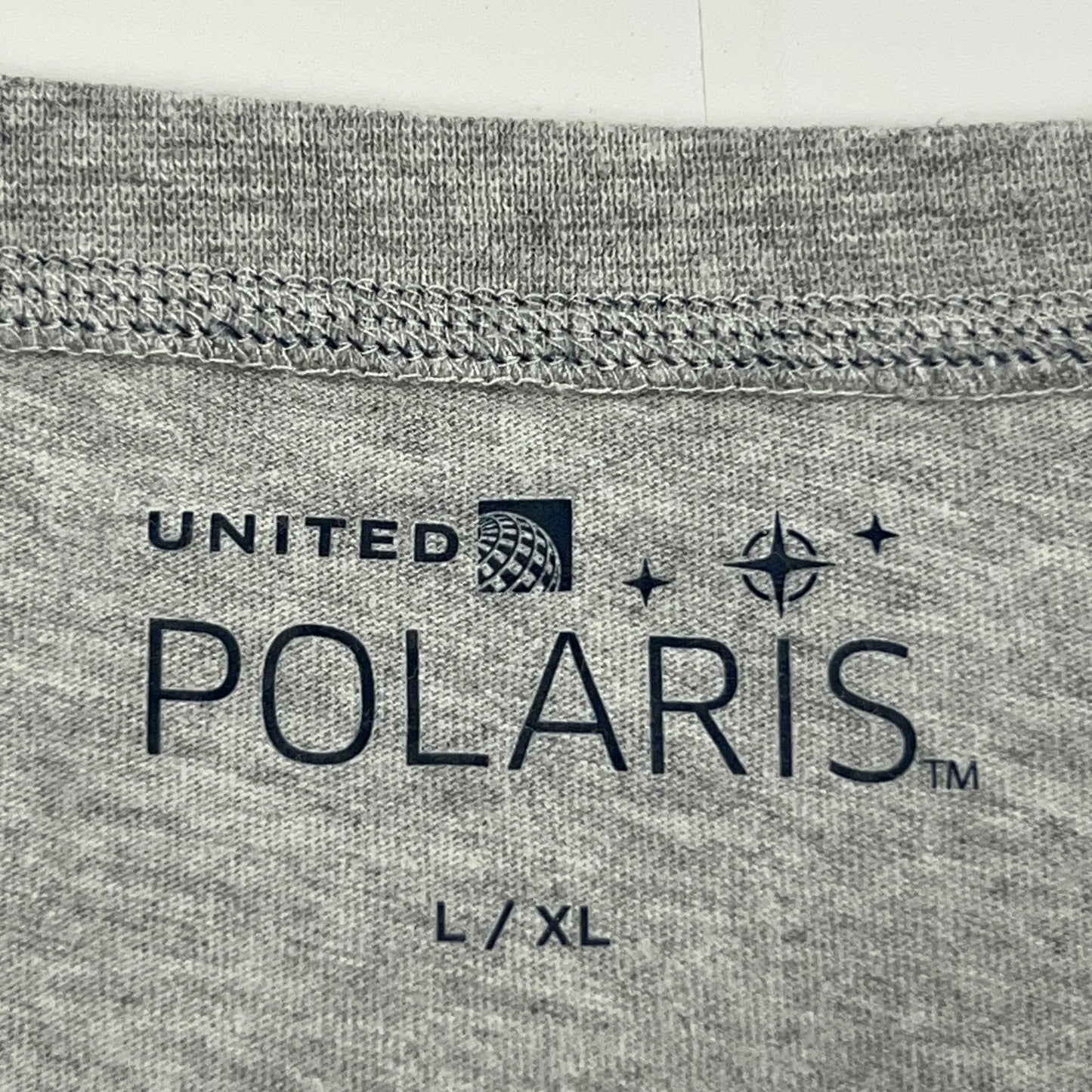 United Polaris V Neck T Shirt Gray Aviation Airplane Long Sleeve XL X-Large