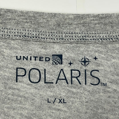 United Polaris V Neck T Shirt Gray Aviation Airplane Long Sleeve XL X-Large