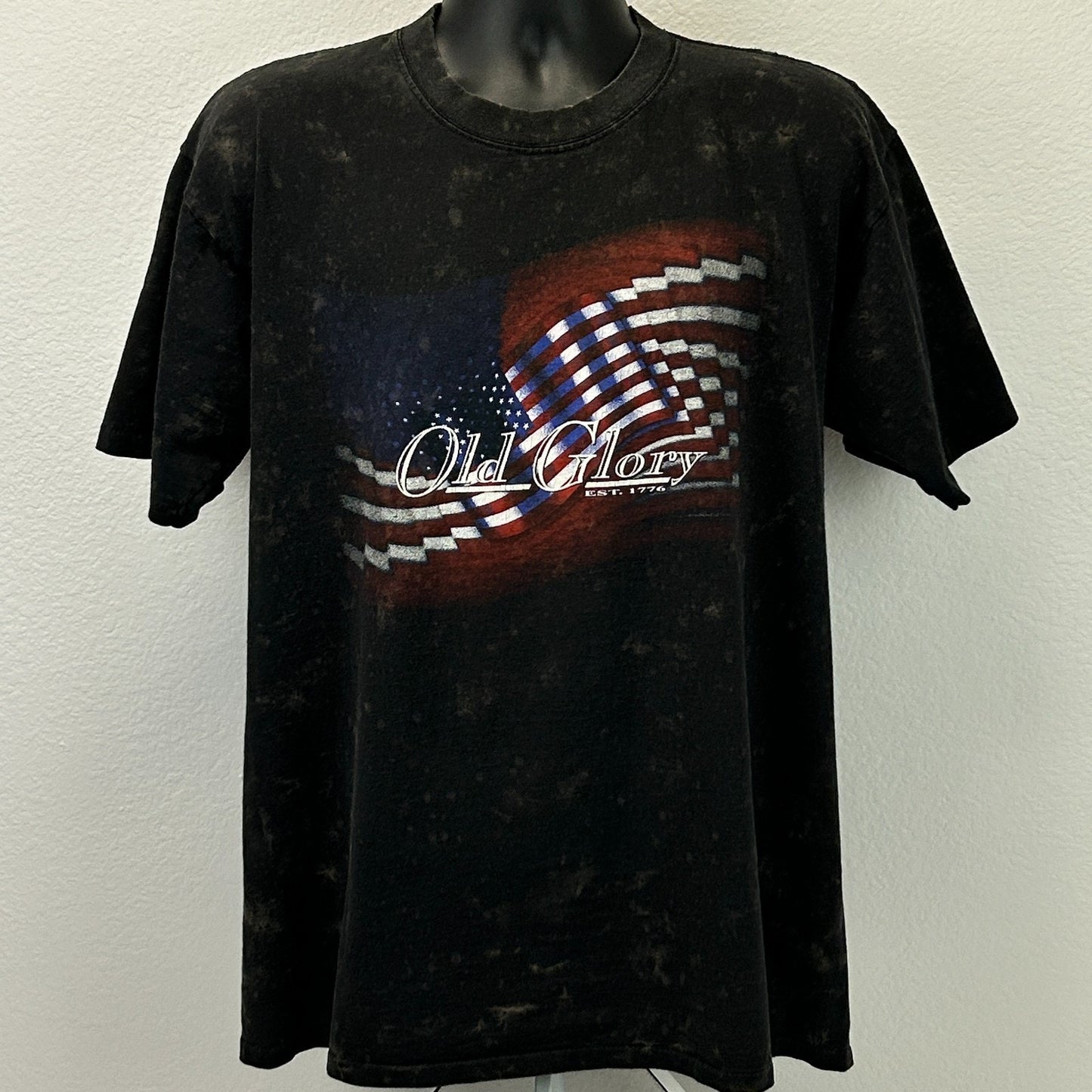 Vintage Old Glory 1776 T Shirt Mens XL X-Large Black 90s American Flag Patriotic