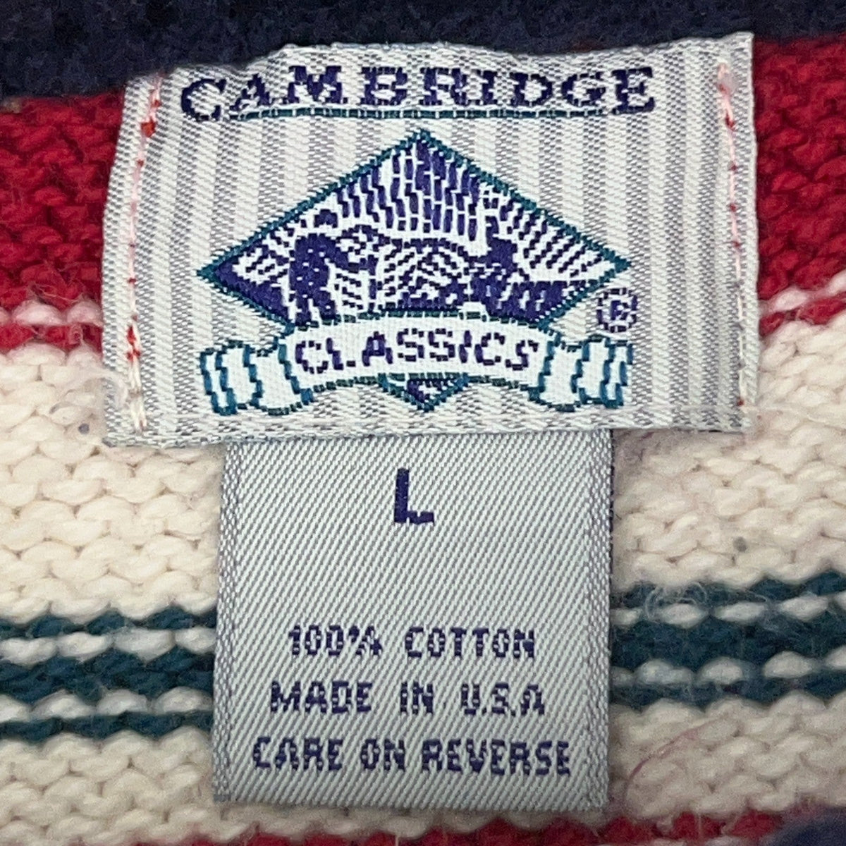 Vintage Cambridge Classics Nautical Anchor Color Block Cotton Sweater L Large