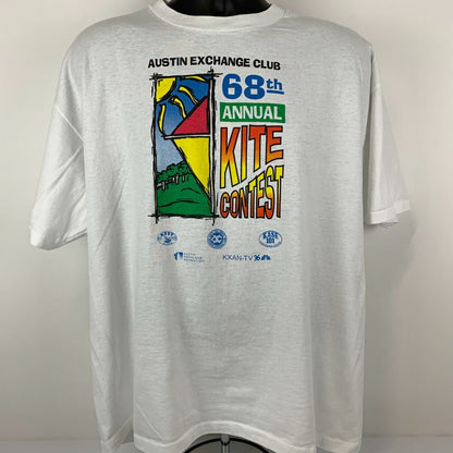 Austin Texas ABC Kite Contest Vintage 90s T Shirt XL X-Large Festival Mens White