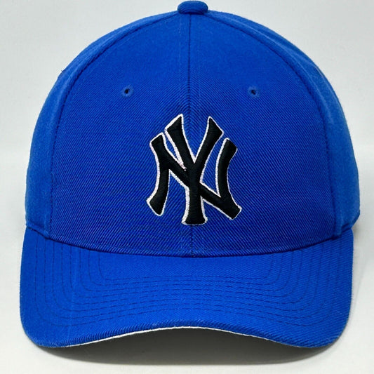 New York NY Yankees Hat Baseball Cap Fitted Size 7 1/8 Blue MLB 6 Panel - Neon Vintage