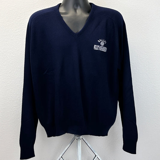 Vintage 80s Ballys Craps Tournament Sweater Blue Las Vegas Casino Mens L Large