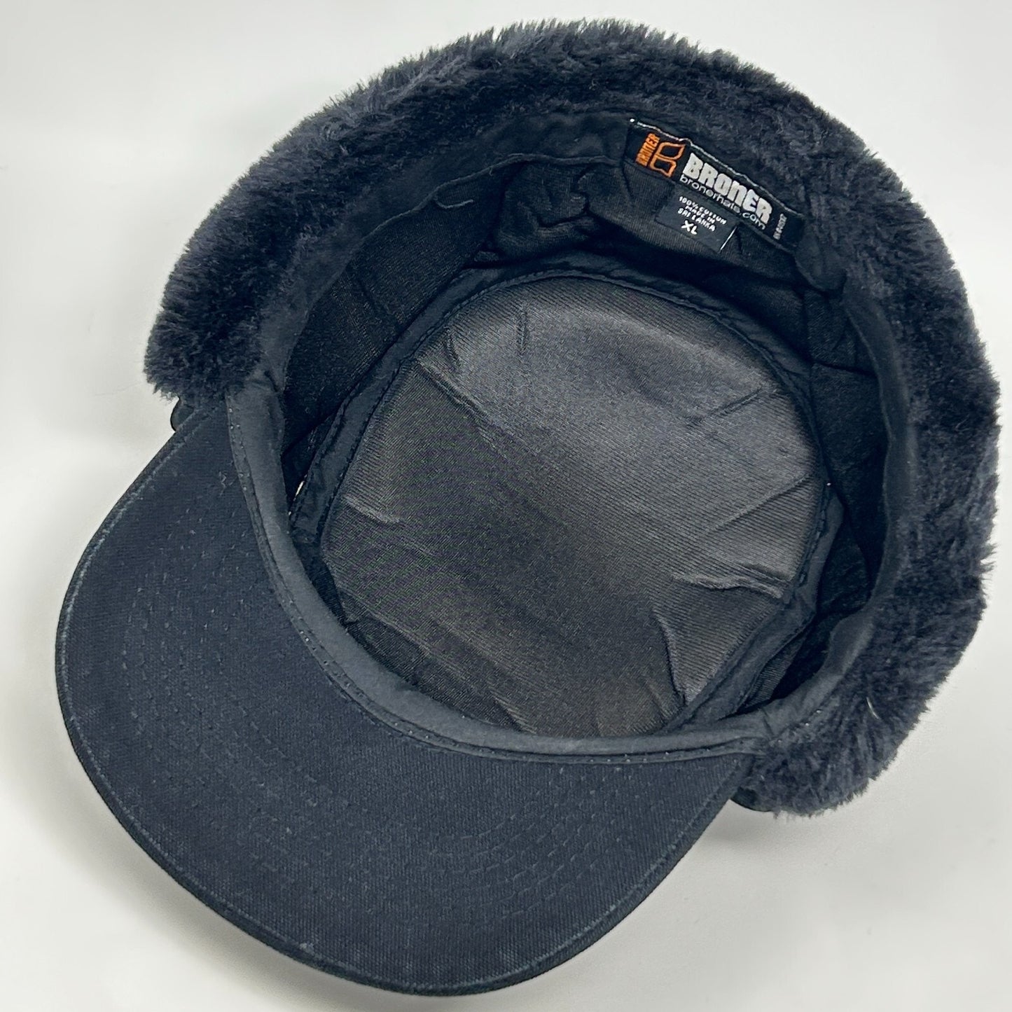 Broner Duck Work Cap Winter Hat Canvas Faux Fur Ear Flap Hunter Black M Medium