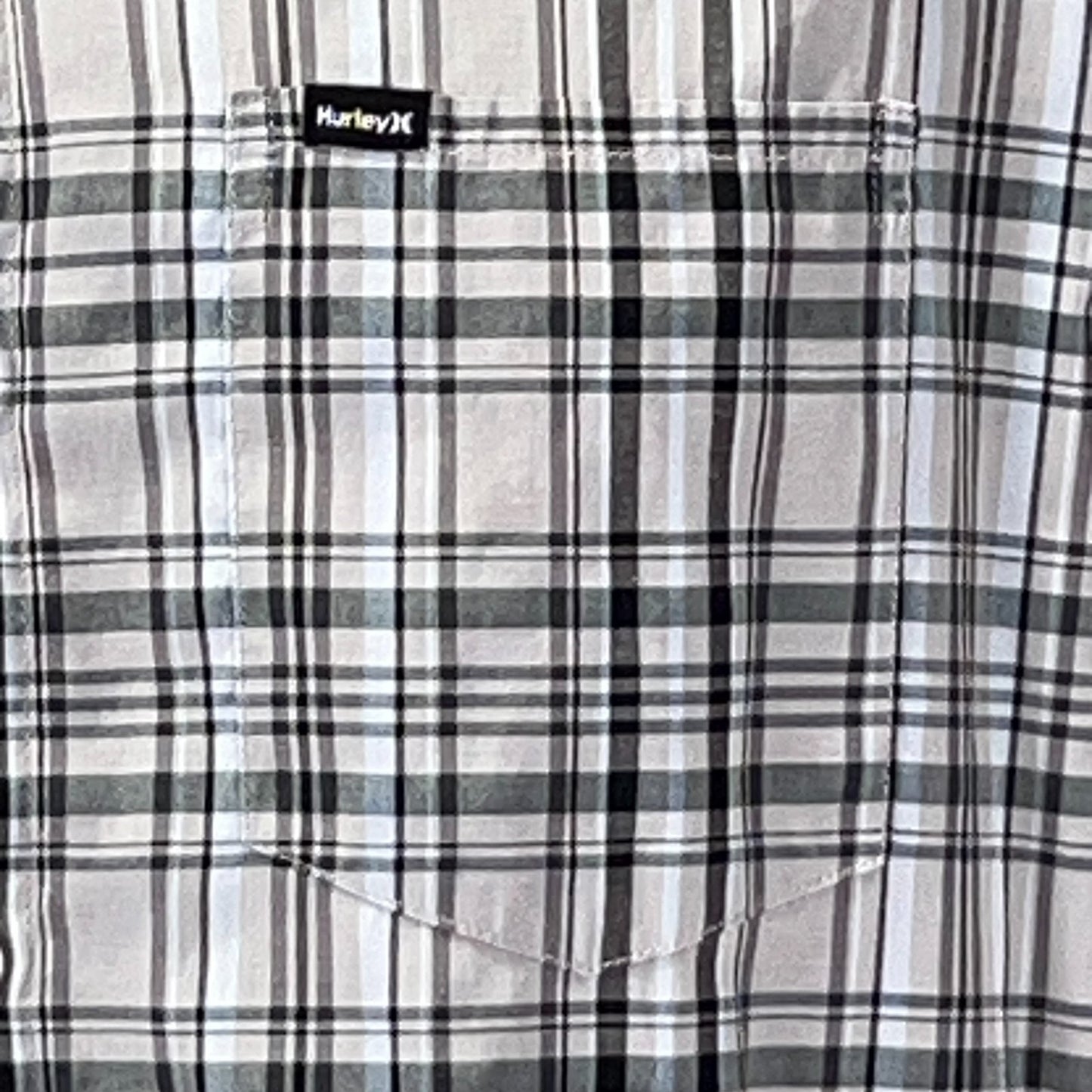 Hurley Plaid Button Front Shirt Gray Surfer Surfing Long Sleeve Mens M Medium