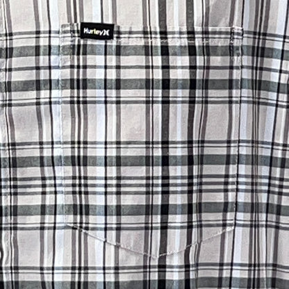 Hurley Plaid Button Front Shirt Gray Surfer Surfing Long Sleeve Mens M Medium
