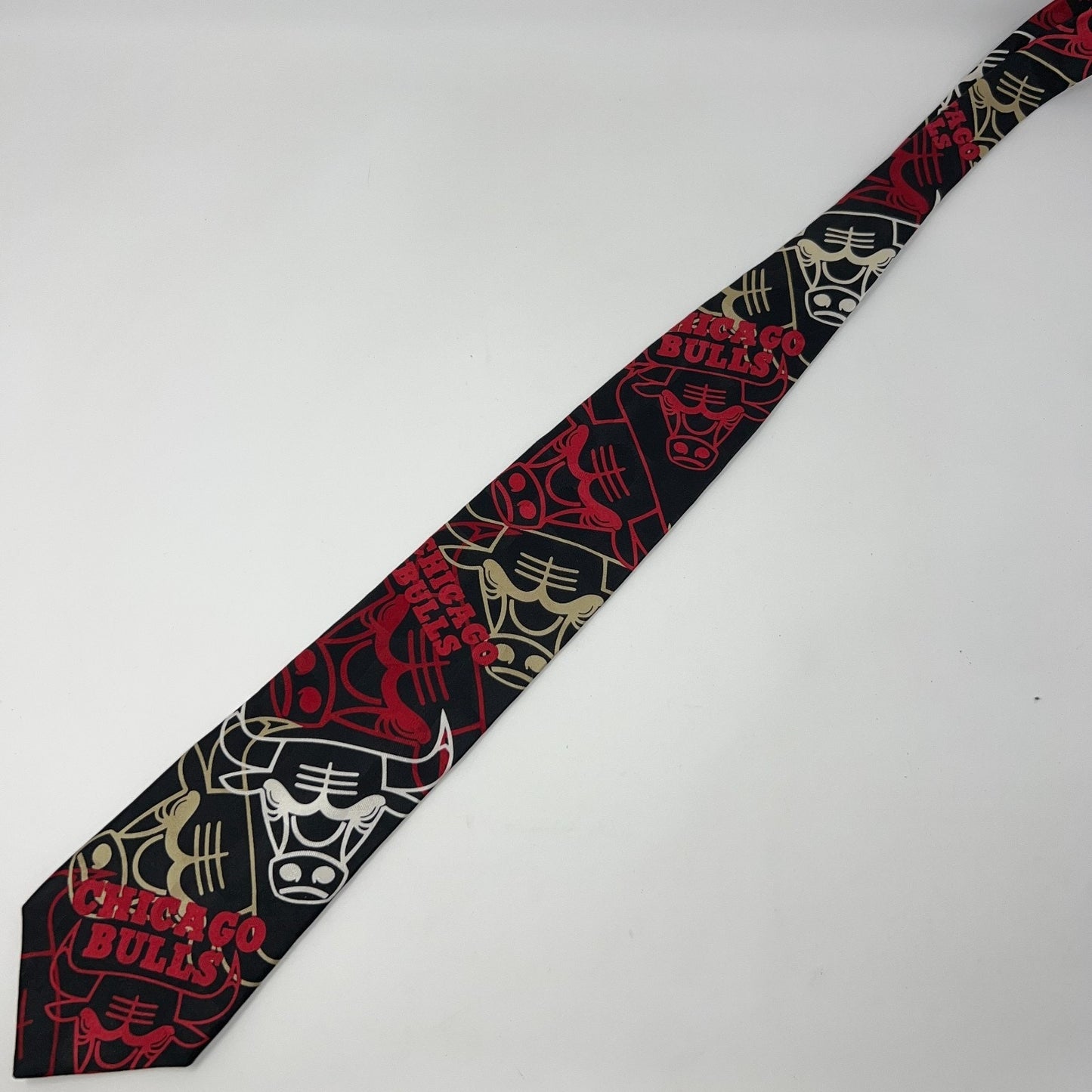 Vintage 90s Chicago Bulls RM Sport Tie Necktie NBA Ralph Marlin Silk USA Black