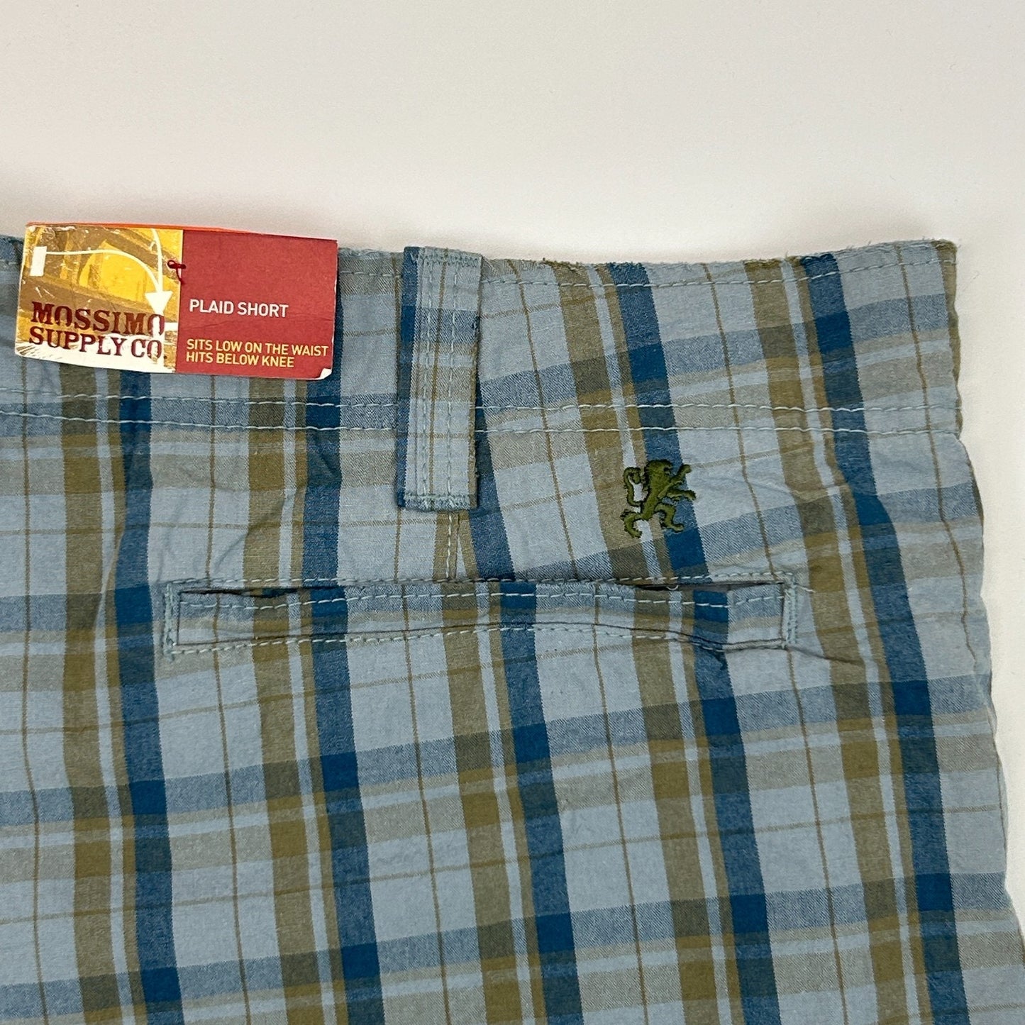 Mossimo Plaid Bermuda Shorts Low Waist Flat Front Pockets Cotton Blue 40