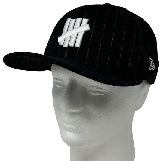 Undefeated x New Era 59Fifty Hat Black Pinstriped Baseball Cap Fitted 7 1/4