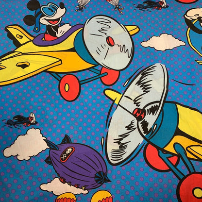 Disney Mickey Mouse Vintage 90s Full Size Flat Bed Sheet The Mail Pilot Airplane