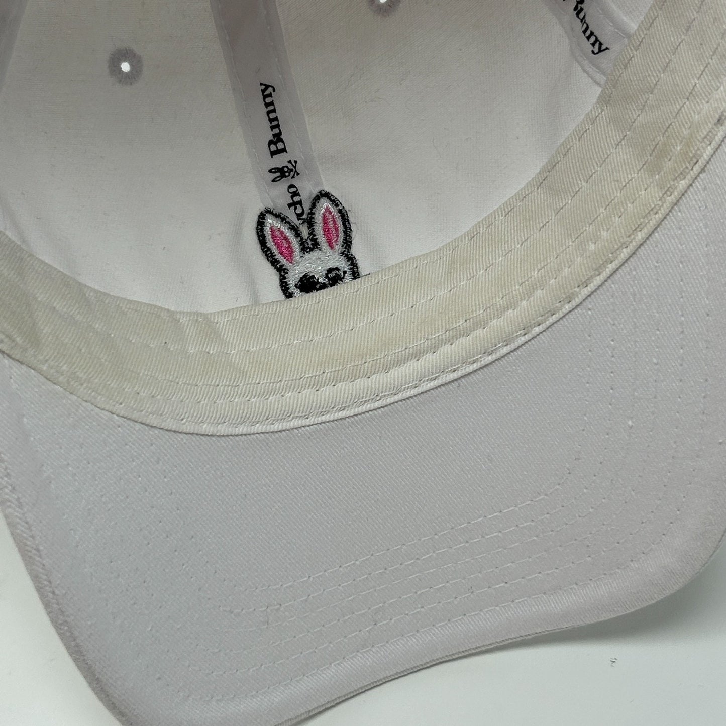 Psycho Bunny Dad Hat Baseball Cap Unstructured 6 Panel Strapback White